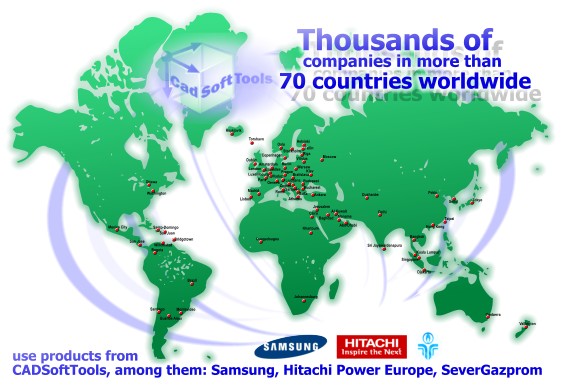 Thousands of companies in more than 70 countries wordwide use products from CADSoftTools, among them