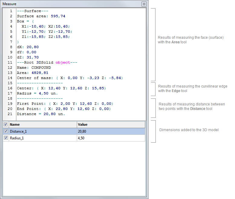 User Interface Viewer Getting Information Measuring In 3d Mode Measure Panel