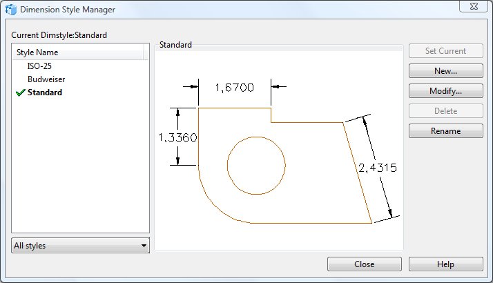 Editor Drawing Tools Dimension Dimension Styles 3850