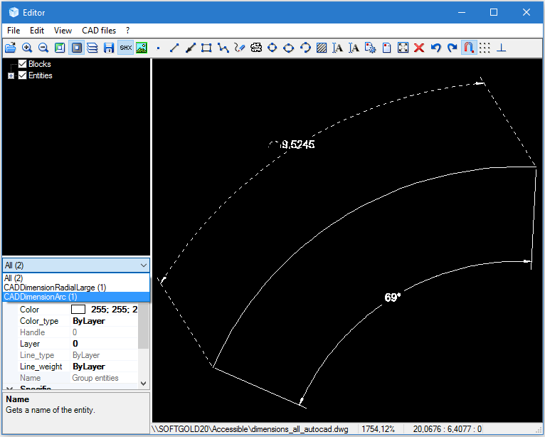 ARC_DIMENSION and LARGE_RADIAL_DIMENSION dimension types in CAD .NET