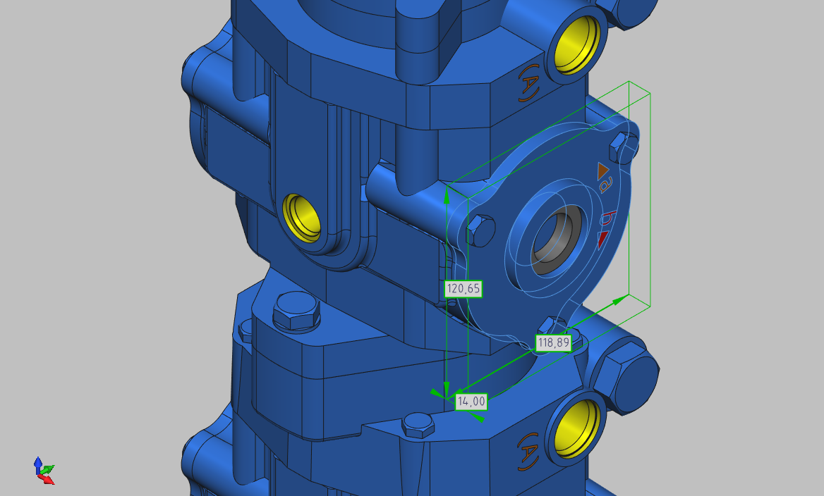 Bounding box of the selected element in CADEditorX 16